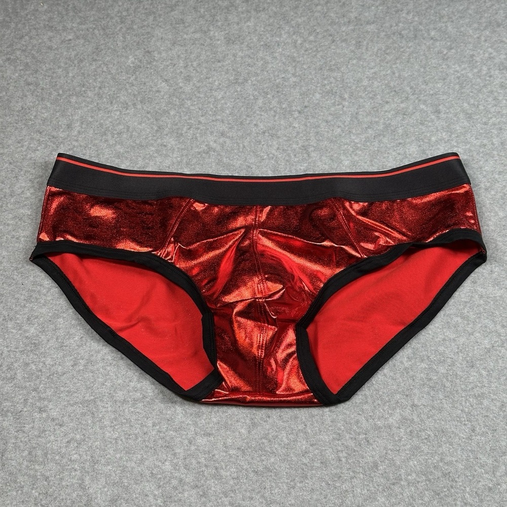 Metallic Red Low Rise Brief 2XL Shiny Stretch Underwear